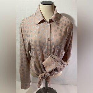 Michael Kors Woman’s Blouse Crop Top w Front Knot Size M Color Beige